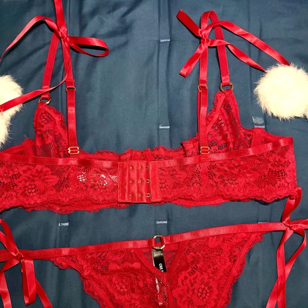 🔥NWT🔥 Oh La La Cheri Santa Pom Holiday Lingerie Set L/XL - Picture 8 of 10